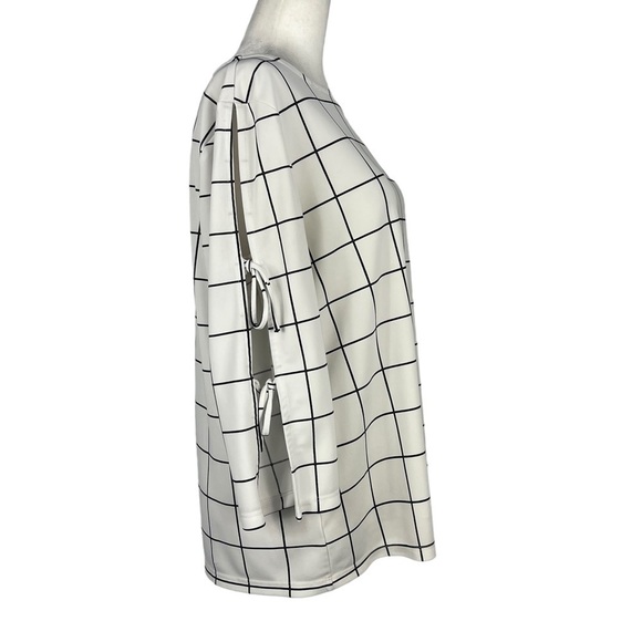 ANN TAYLOR FACTORY BLOCK COLOR PEAK A BOO ARMS WITH TIE SLEEVE DETAIL BLOUSE‎ - Picture 6 of 10